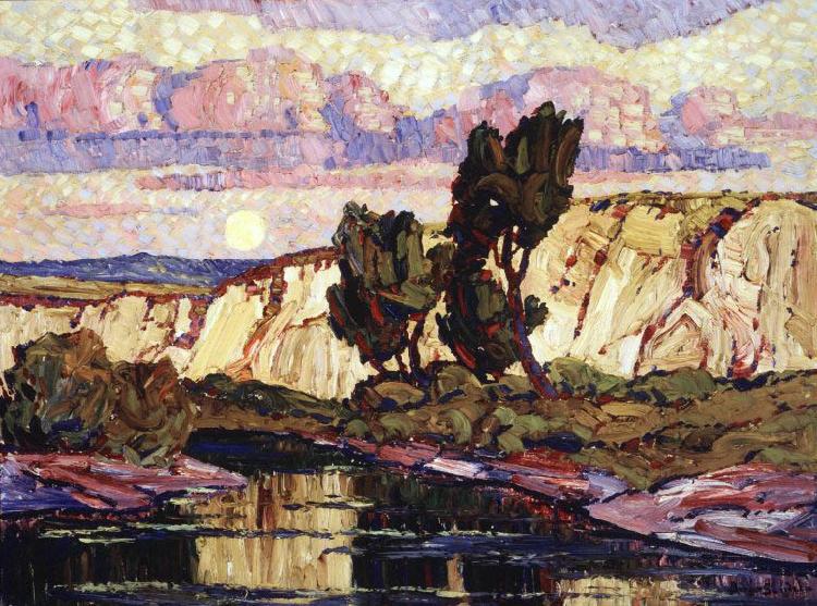 Sven Birger Sandzen Creek at Moonrise china oil painting image